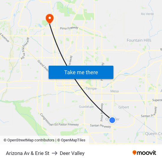 Arizona Av & Erie St to Deer Valley map