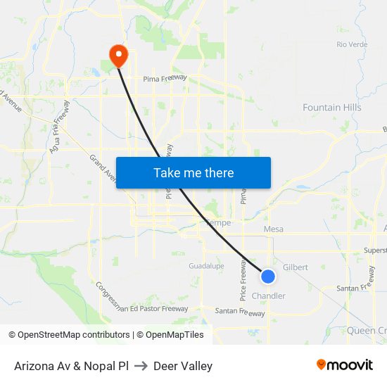 Arizona Av & Nopal Pl to Deer Valley map