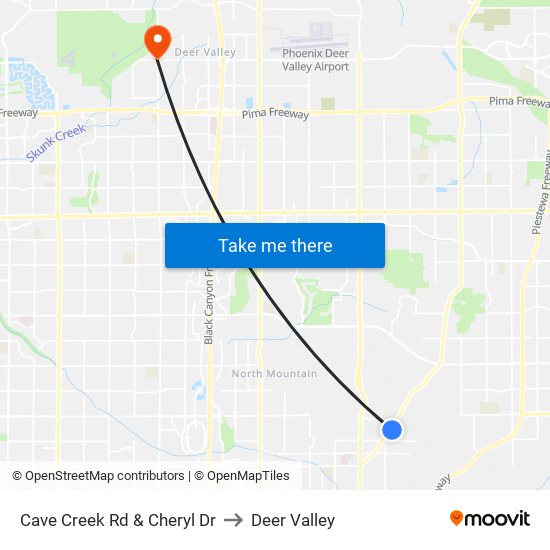 Cave Creek Rd & Cheryl Dr to Deer Valley map