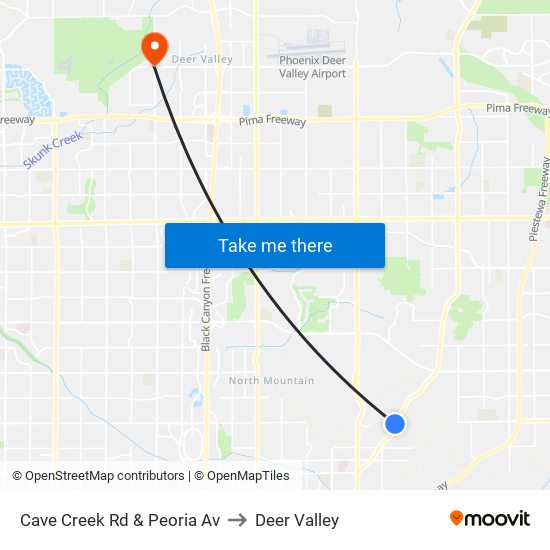 Cave Creek Rd & Peoria Av to Deer Valley map