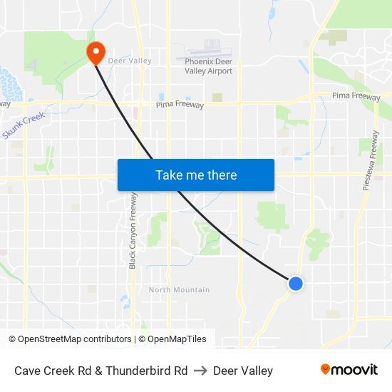 Cave Creek Rd & Thunderbird Rd to Deer Valley map