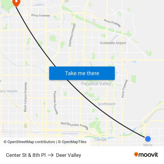 Center St & 8th Pl to Deer Valley map