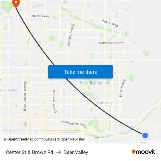 Center St & Brown Rd to Deer Valley map