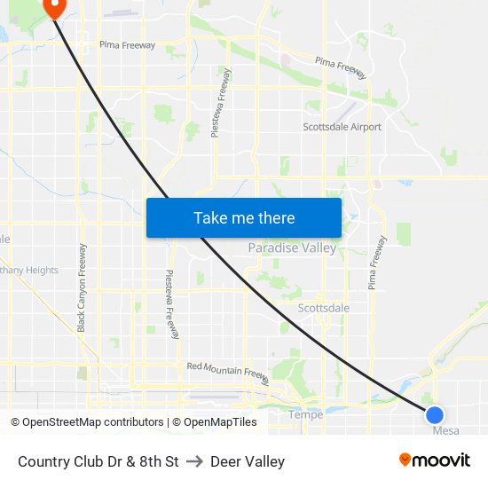 Country Club Dr & 8th St to Deer Valley map