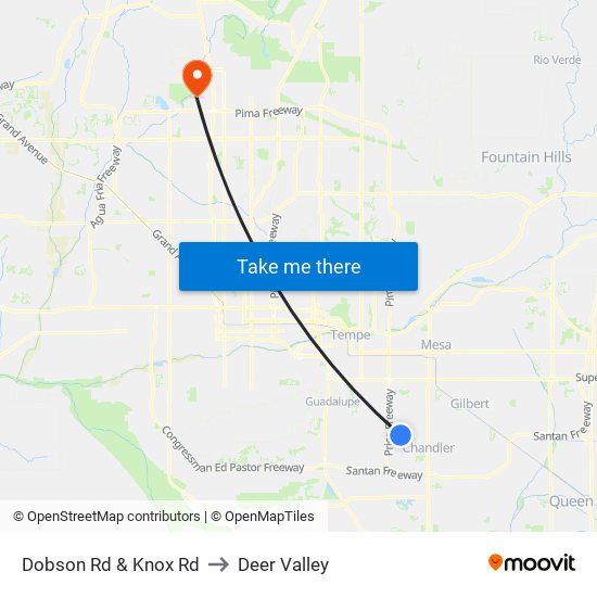 Dobson Rd & Knox Rd to Deer Valley map