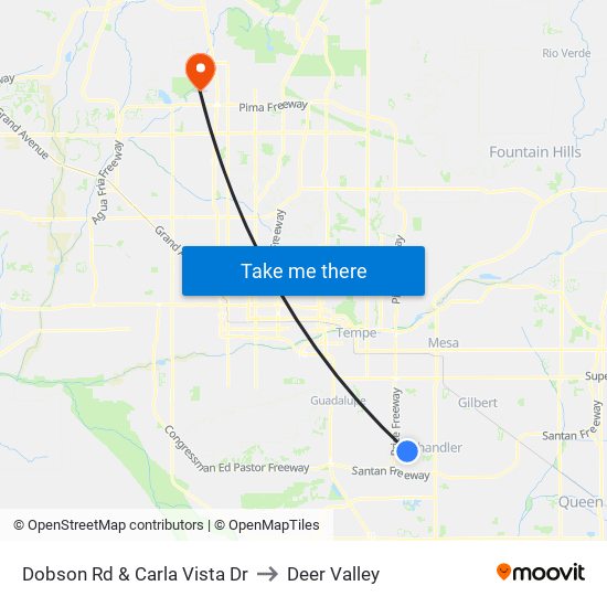Dobson Rd & Carla Vista Dr to Deer Valley map