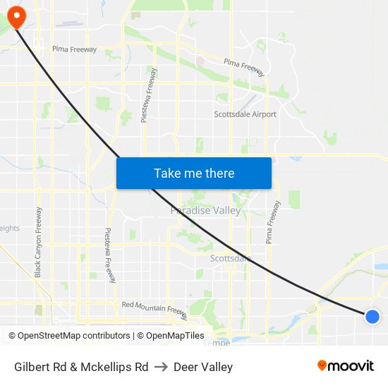 Gilbert Rd & Mckellips Rd to Deer Valley map