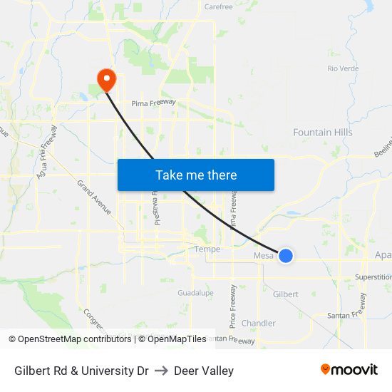 Gilbert Rd & University Dr to Deer Valley map