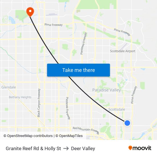 Granite Reef Rd & Holly St to Deer Valley map