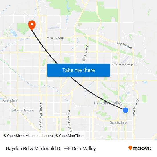 Hayden Rd & Mcdonald Dr to Deer Valley map