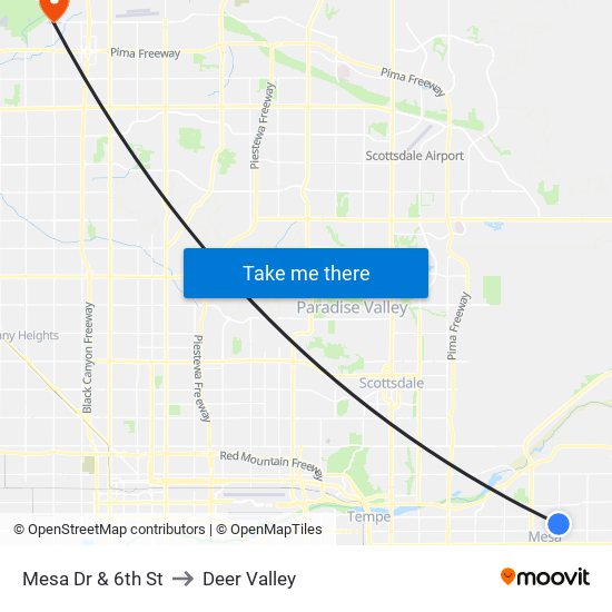 Mesa Dr & 6th St to Deer Valley map