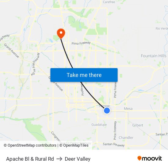 Apache Bl & Rural Rd to Deer Valley map