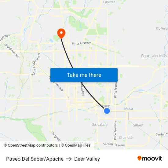 Paseo Del Saber/Apache to Deer Valley map