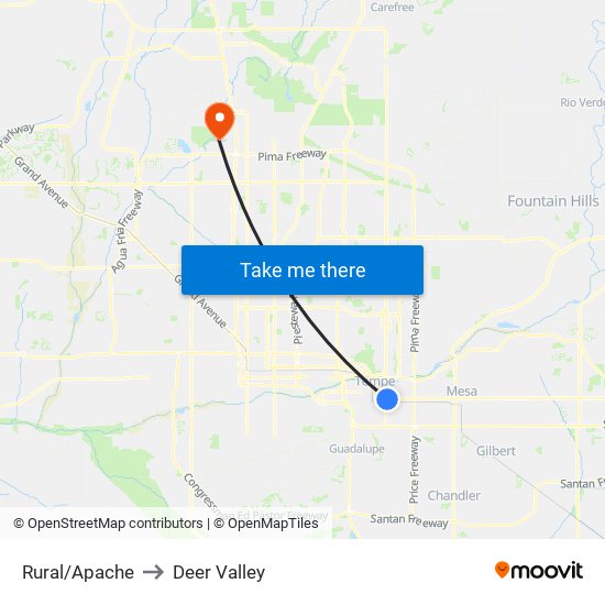 Rural/Apache to Deer Valley map