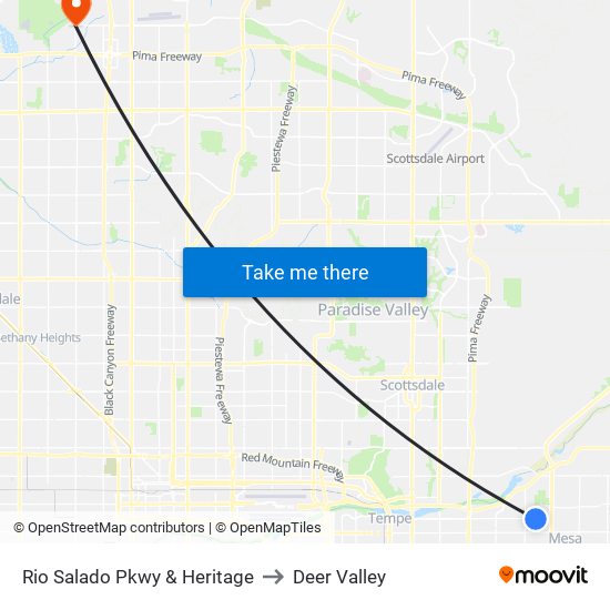 Rio Salado Pkwy & Heritage to Deer Valley map