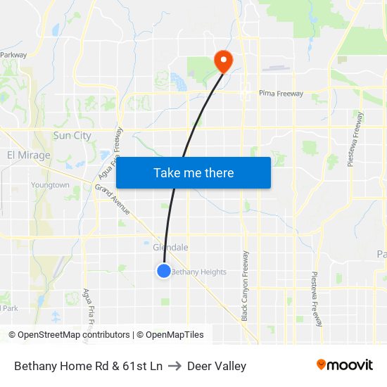 Bethany Home Rd & 61st Ln to Deer Valley map