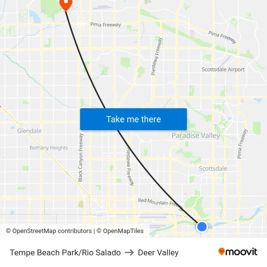 Tempe Beach Park/Rio Salado to Deer Valley map