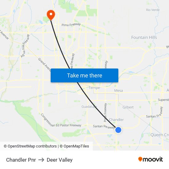 Chandler Pnr to Deer Valley map