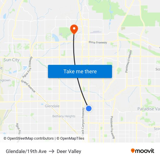 Glendale/19th Ave to Deer Valley map