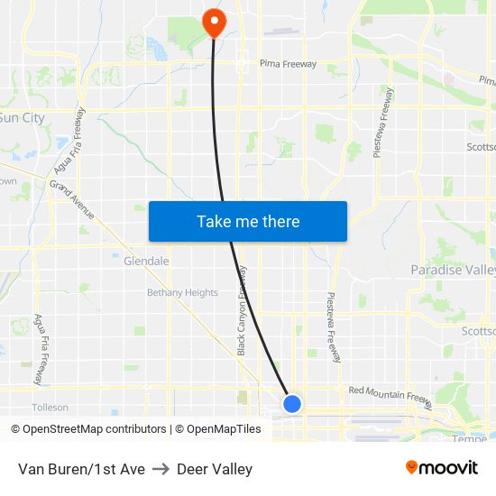 Van Buren/1st Ave to Deer Valley map