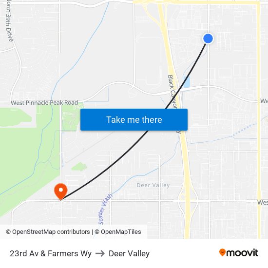 23rd Av & Farmers Wy to Deer Valley map