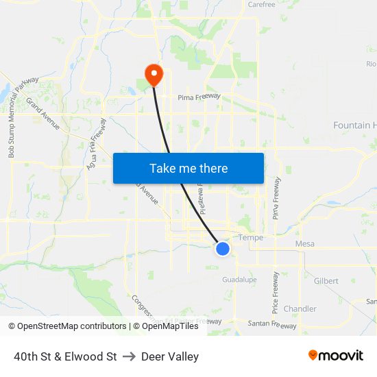 40th St & Elwood St to Deer Valley map