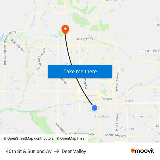 40th St & Sunland Av to Deer Valley map