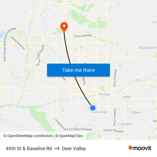 40th St & Baseline Rd to Deer Valley map