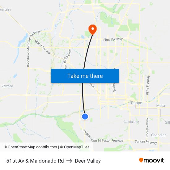 51st Av & Maldonado Rd to Deer Valley map