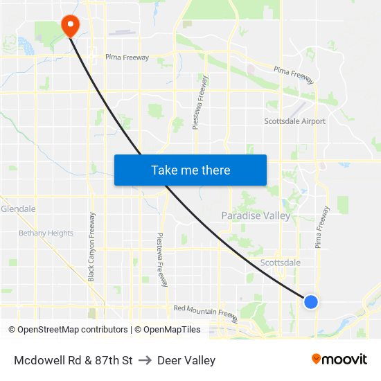 Mcdowell Rd & 87th St to Deer Valley map