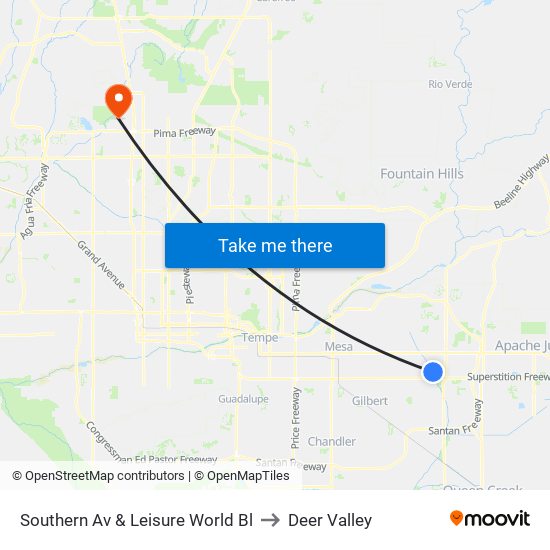 Southern Av & Leisure World Bl to Deer Valley map