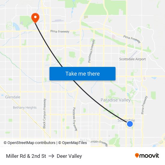 Miller Rd & 2nd St to Deer Valley map