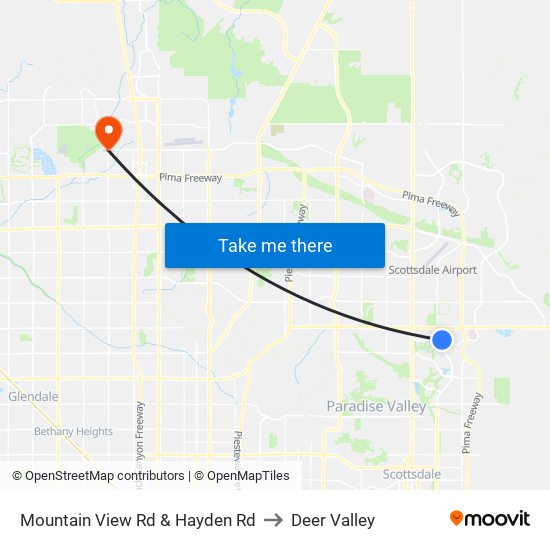 Mountain View Rd & Hayden Rd to Deer Valley map