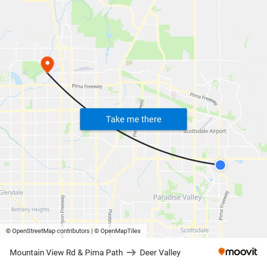 Mountain View Rd & Pima Path to Deer Valley map