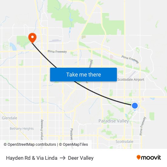 Hayden Rd & Via Linda to Deer Valley map
