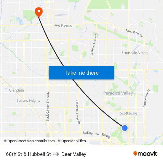 68th St & Hubbell St to Deer Valley map