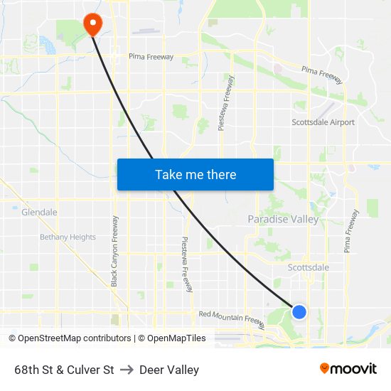 68th St & Culver St to Deer Valley map