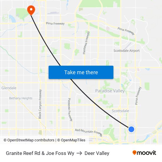 Granite Reef Rd & Joe Foss Wy to Deer Valley map