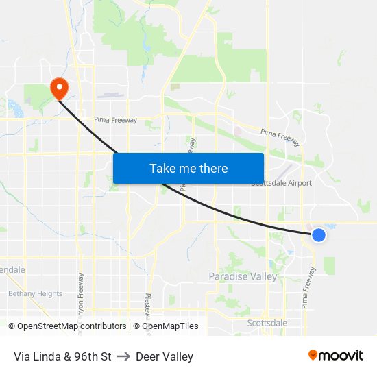 Via Linda & 96th St to Deer Valley map