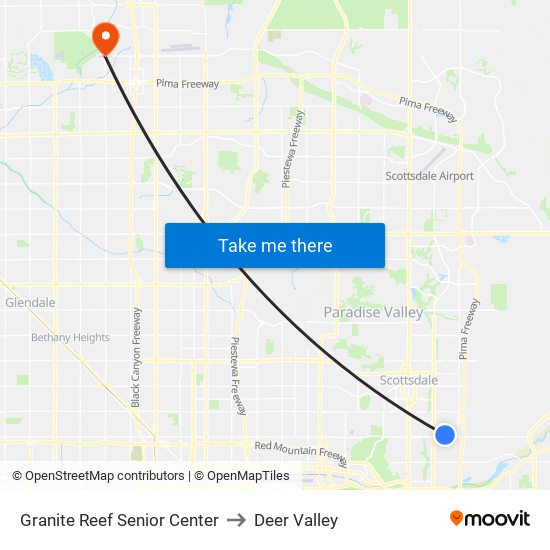 Granite Reef Senior Center to Deer Valley map