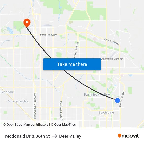 Mcdonald Dr & 86th St to Deer Valley map