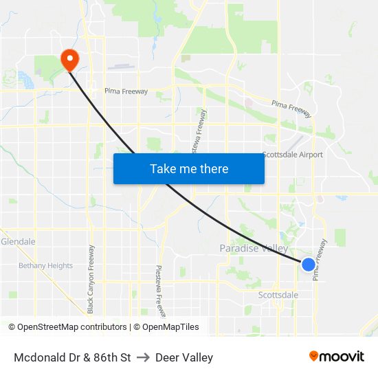 Mcdonald Dr & 86th St to Deer Valley map