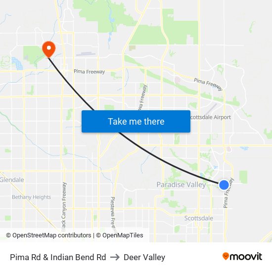 Pima Rd & Indian Bend Rd to Deer Valley map