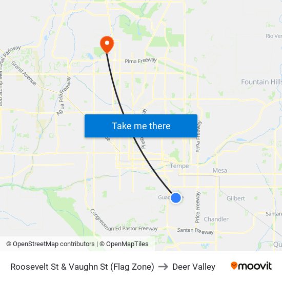 Roosevelt St & Vaughn St (Flag Zone) to Deer Valley map