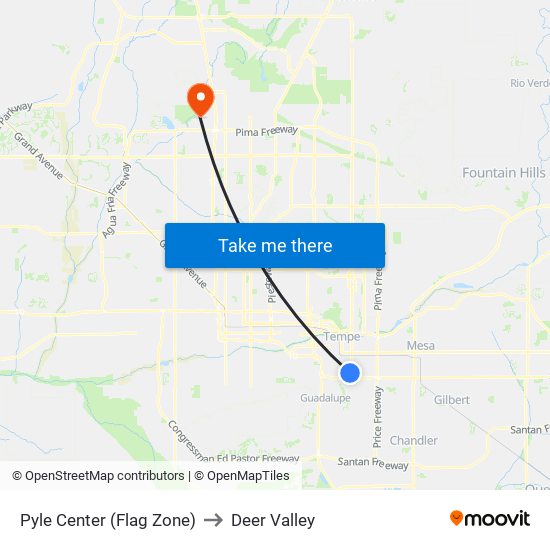 Pyle Center (Flag Zone) to Deer Valley map