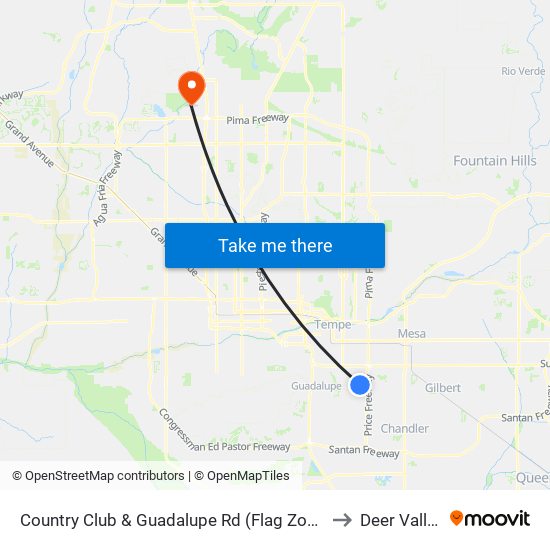 Country Club & Guadalupe Rd (Flag Zone) to Deer Valley map