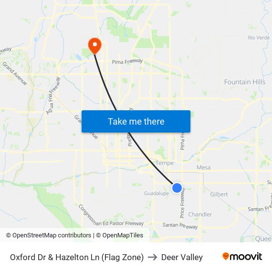 Oxford Dr & Hazelton Ln (Flag Zone) to Deer Valley map