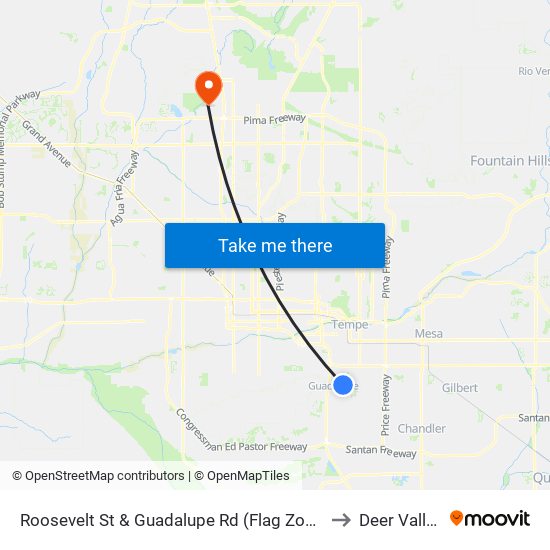 Roosevelt St & Guadalupe Rd (Flag Zone) to Deer Valley map