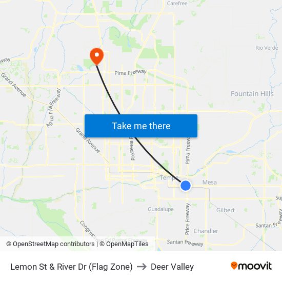 Lemon St & River Dr (Flag Zone) to Deer Valley map