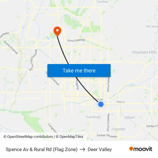 Spence Av & Rural Rd (Flag Zone) to Deer Valley map